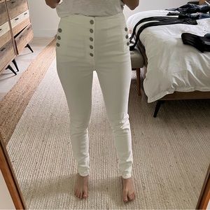 J Brand Buttoned White Skinny Jeans — Size 28